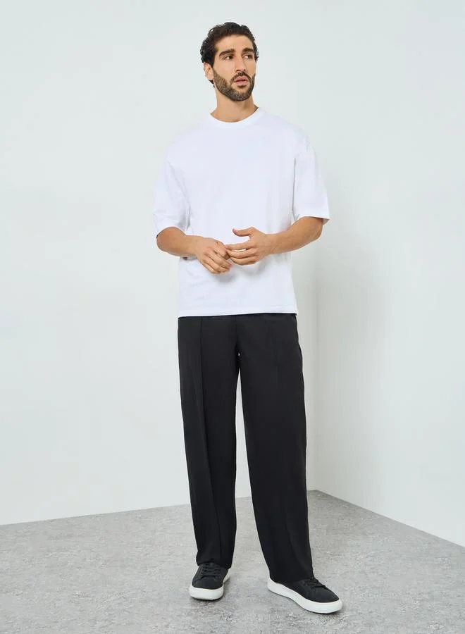 Take Two Men Black Relaxed Fit Trousers with Drawstring